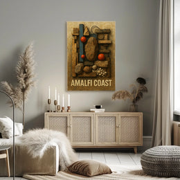 Amalfi Coast Art Poster Scenic Cliffside Decor 18x24