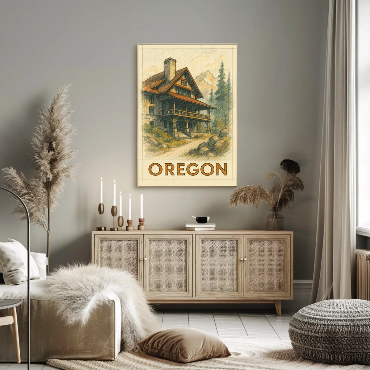 Oregon Mountain Lodge Poster