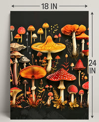 Mushroom Species Chart: Vibrant Fungi Educational or Infographic Poster