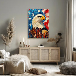 Eagle With Red White And Blue Abstract Background Poster
