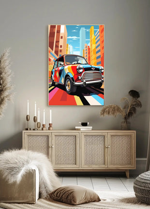 Retro City Pop Art Car Artistic Poster