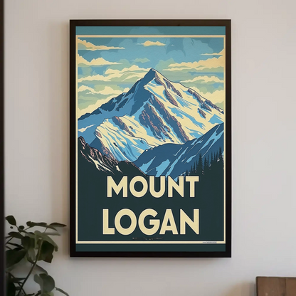 Mount Logan Snow Peak Vintage Travel Poster