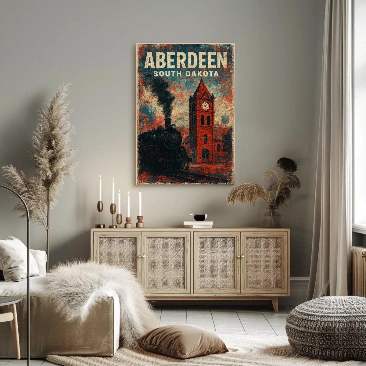 Aberdeen Vintage Travel Retro 80s Wanderlust Poster