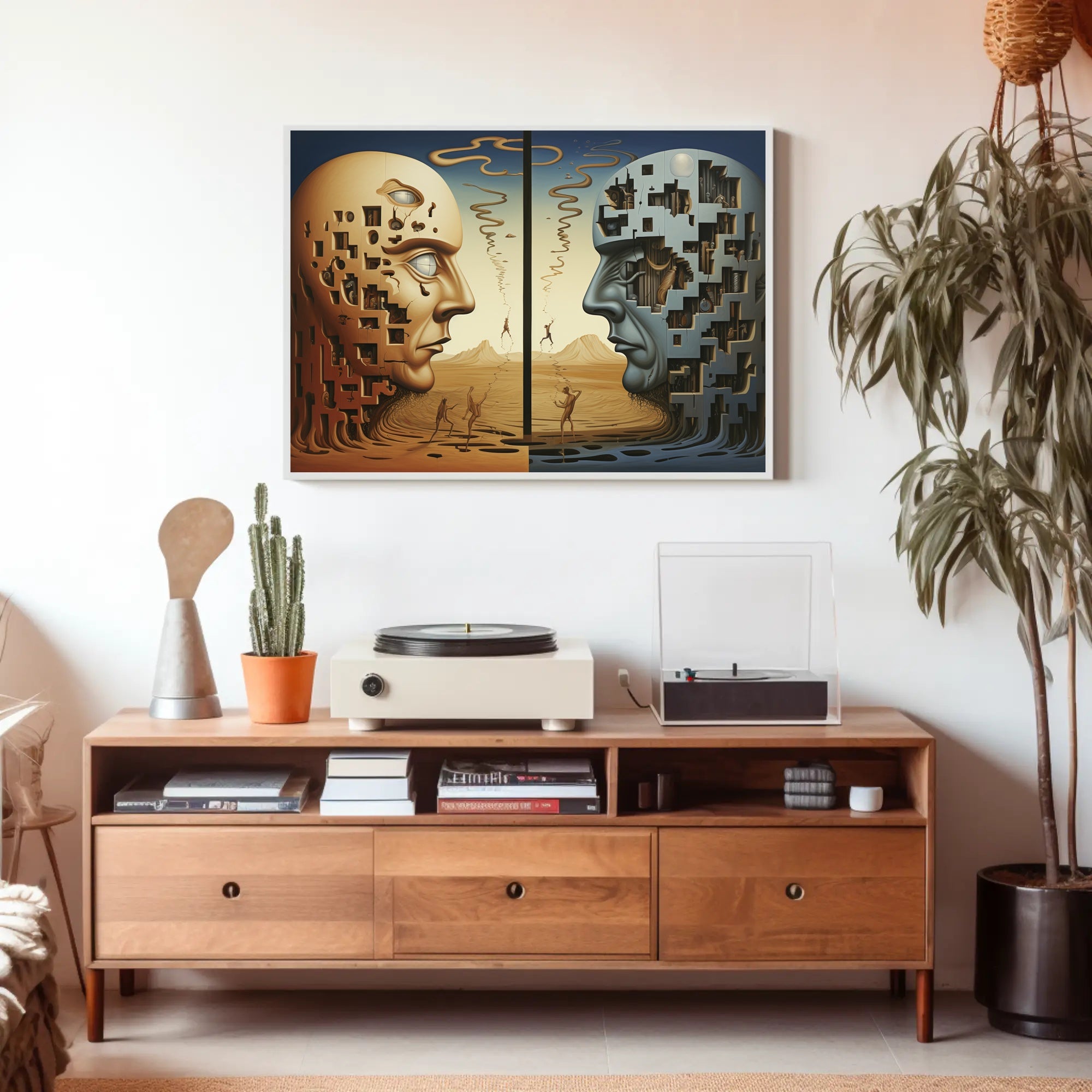 Surrealistic Sculptures in Dreamscape Artistic Poster