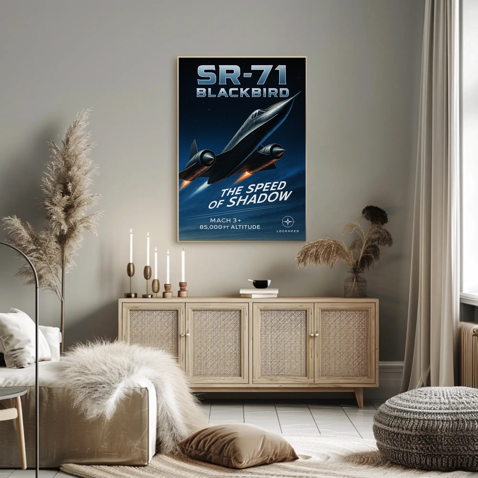 SR-71 Blackbird Speed of Shadow Futuristic Sci-Fi Poster