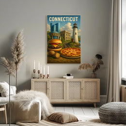 Connecticut Landmarks and Cuisine Poster