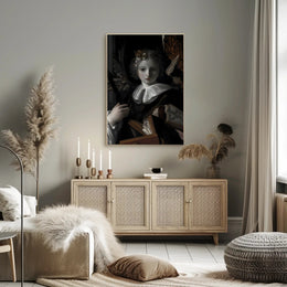 Baroque Angelic Renaissance Figure with Books Fantasy Poster PosterGoat