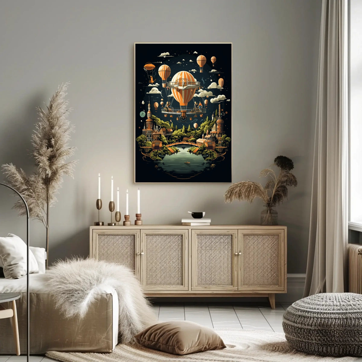 Whimsical Balloon Voyage Poster