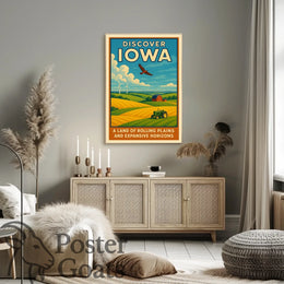 Discover Iowa's Tranquil Beauty: Vintage Travel Poster