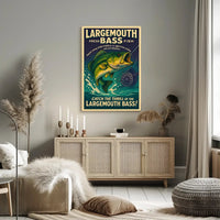 Bass Fishing Adventure Vintage Sports Poster PosterGoat