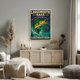 Bass Fishing Adventure Vintage Sports Poster PosterGoat