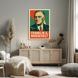 Franklin Roosevelt Portrait Art Deco Patriot Poster