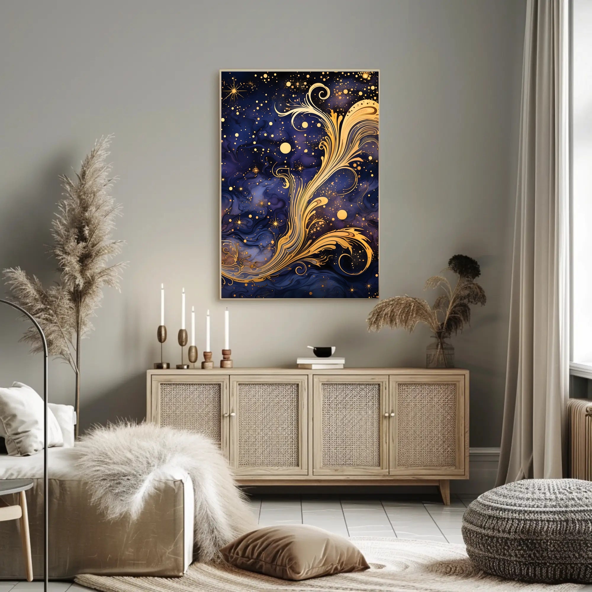 Cosmic Elegance: Art Nouveau Space or Astronomy Poster