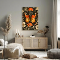 Vibrant Butterfly and Flowers Decorative Animal Poster