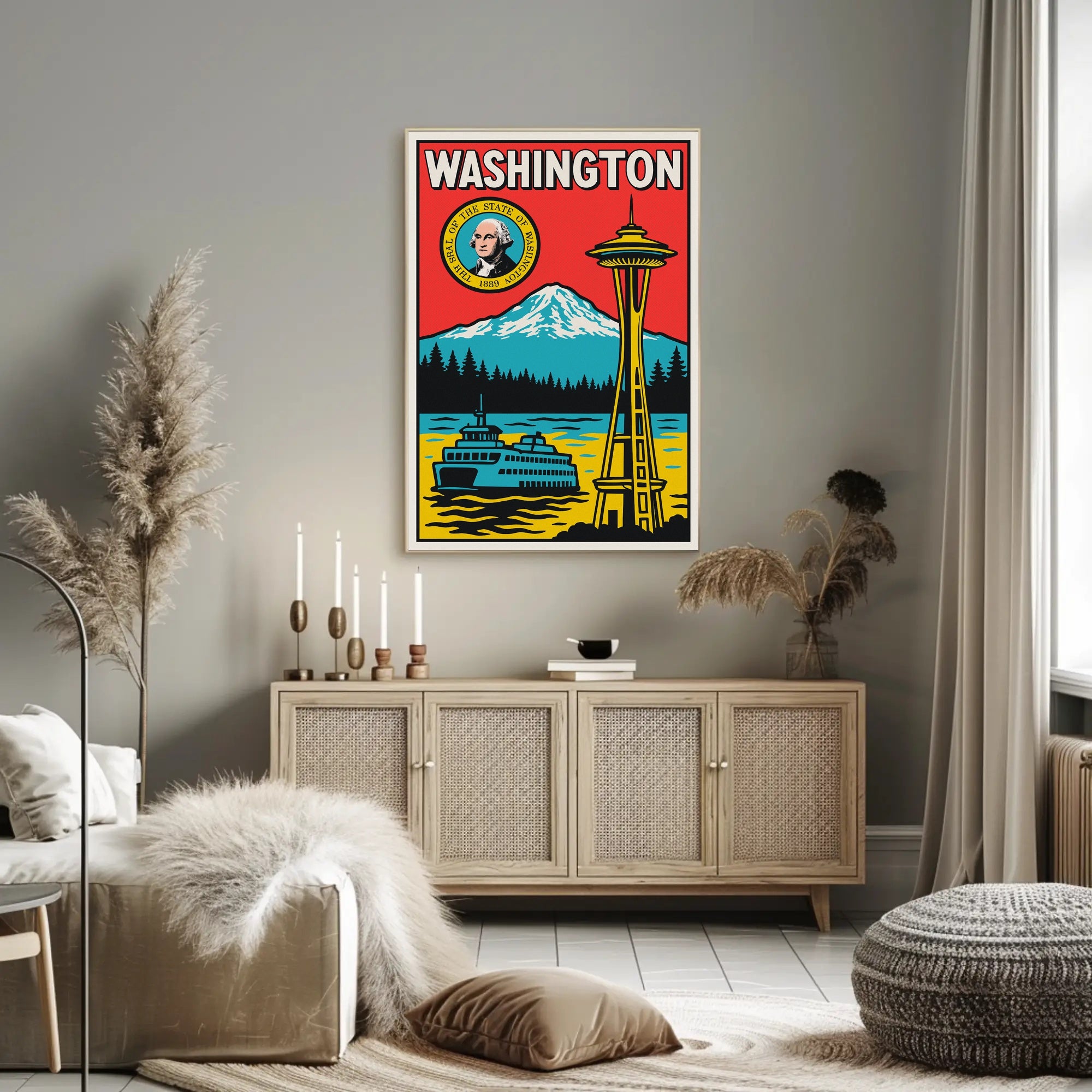Washington State Landmarks Poster PosterGoat
