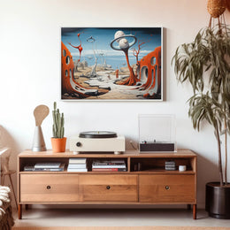 Surreal Alien Landscape with Humanoid Sci-Fi Poster