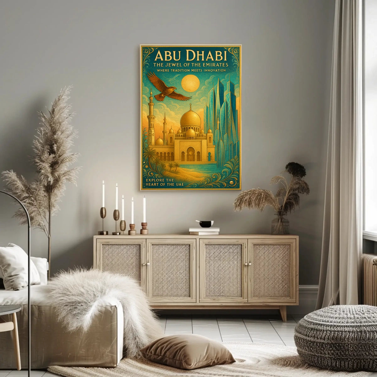 Abu Dhabi Cityscape Jewel of the Emirates Cultural Poster