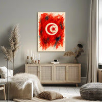 Radiant Abstract Tunisian Flag Interpretation Evoking Wanderlust Home Decor Art Poster