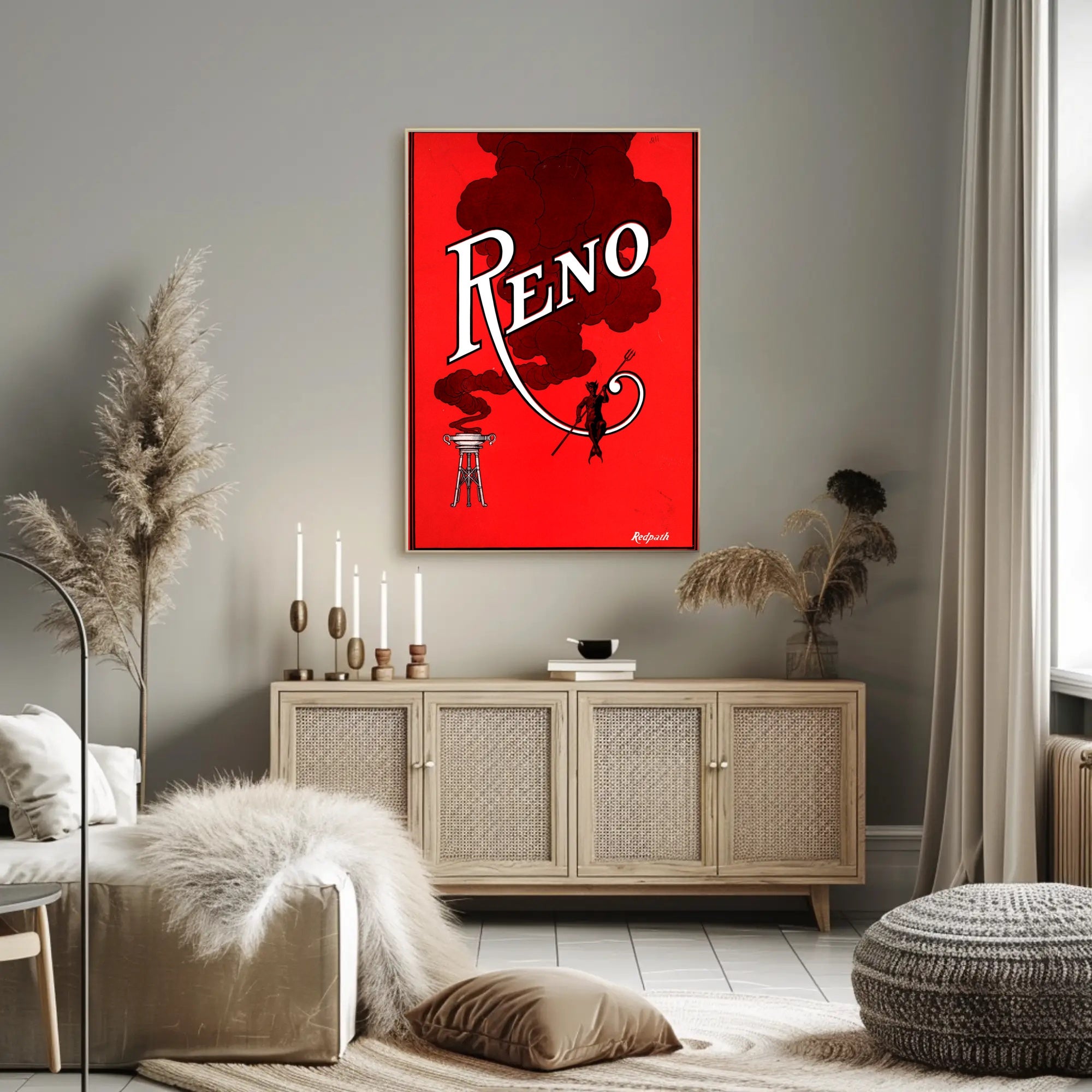 Devilish Reno Art Deco Vintage Travel Poster