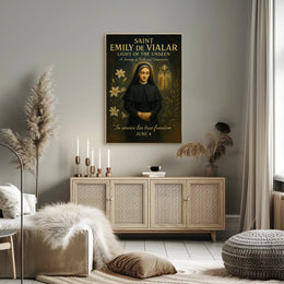 Saint Emily de Vialar Vintage Religious Artwork Poster