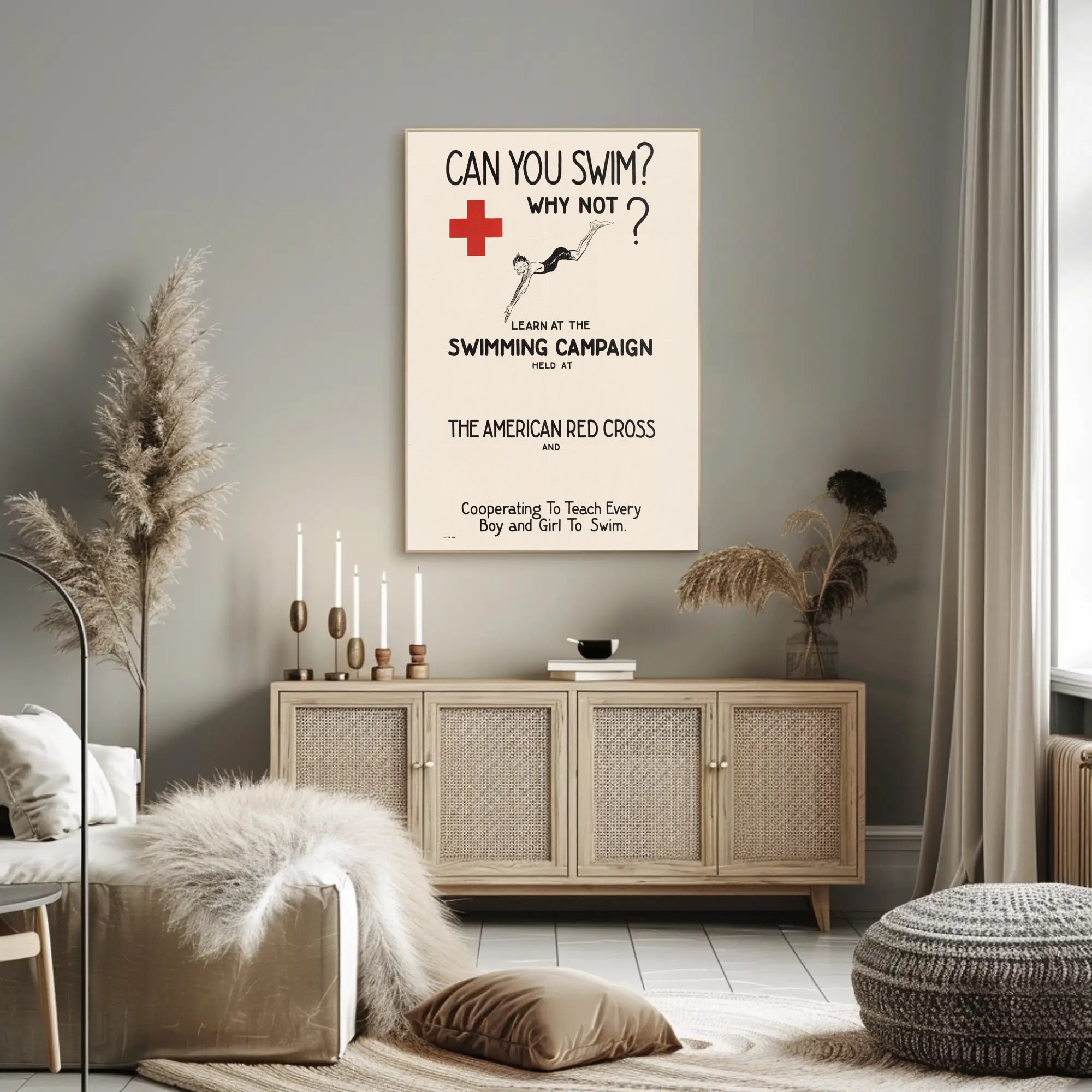 American Red Cross Swimming Campaign Educational or Infographic Poster PosterGoat