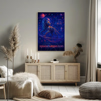 Futuristic Wolf in Cosmic Swirl Futuristic Sci-Fi Poster