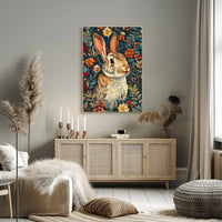 Enchanted Rabbit with Vibrant Flowers Animal Poster