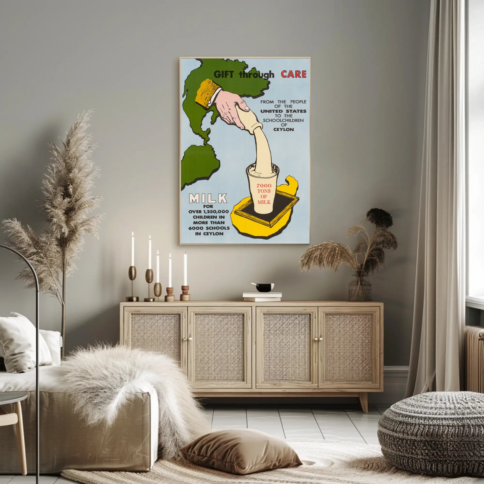 Humanitarian Aid Milk Initiative Vintage Educational or Infographic Poster PosterGoat
