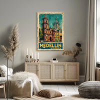 Medellín, Colombia Vintage Travel Poster