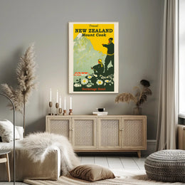 Mount Cook Travel Poster Vintage-Style Landscape