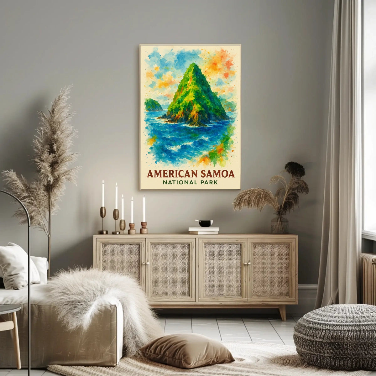 American Samoa National Park Watercolor Art Poster