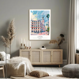 Vibrant Lyon Illustration Poster PosterGoat