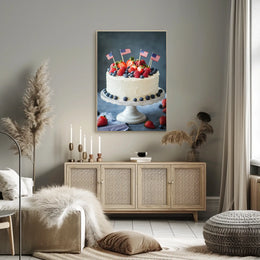 patriotic cake with white icing Poster