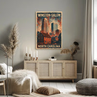 Winston Salem Cityscape Digital Painting Home Decor Poster