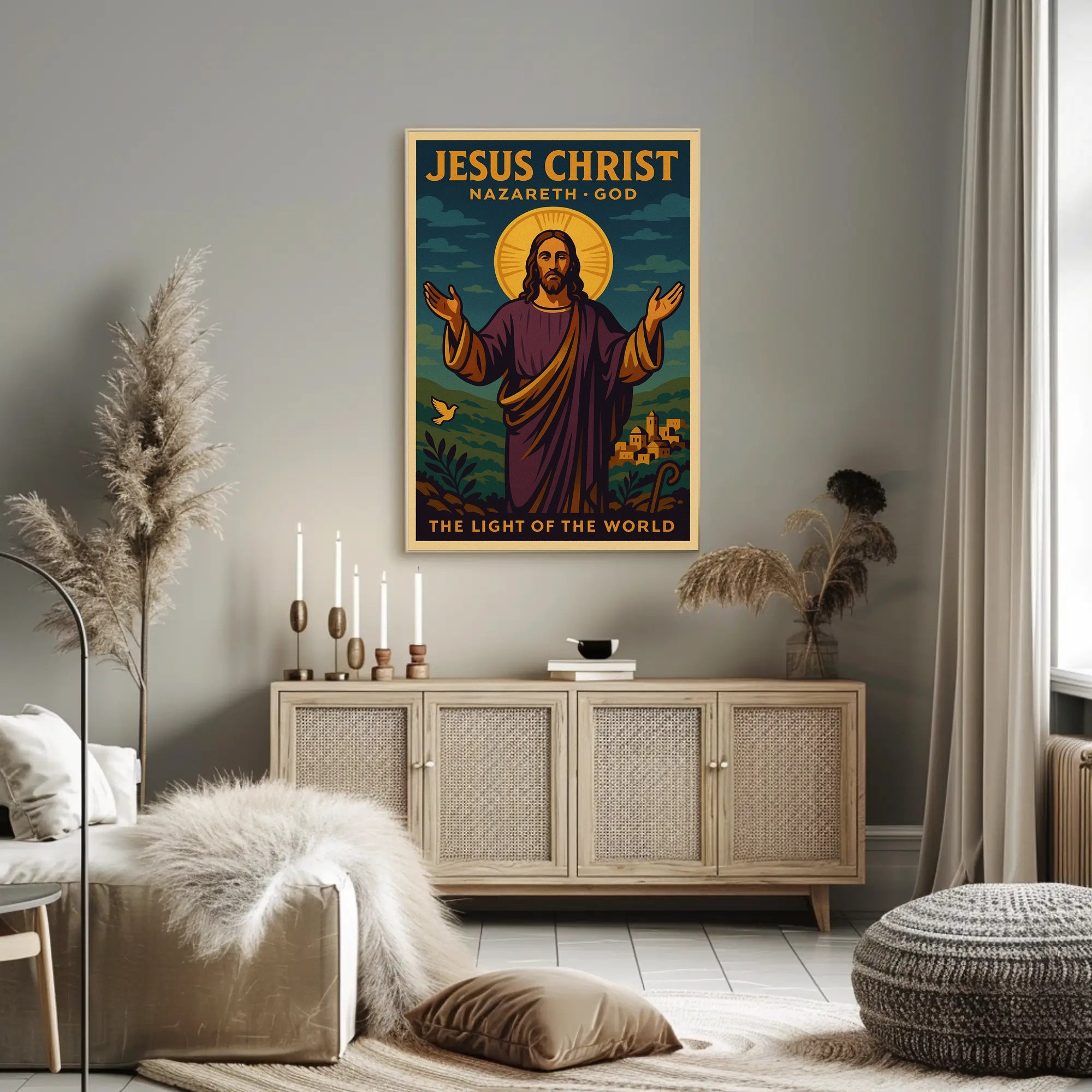 Jesus Christ Vintage Illustration: Motivational or Quote Poster