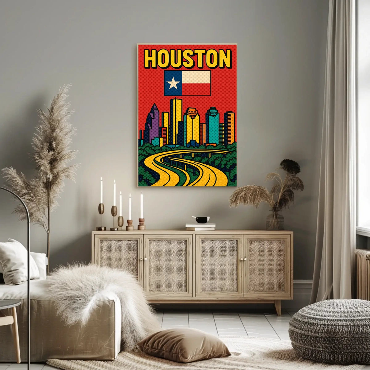 Houston Skyline Pop Art Poster