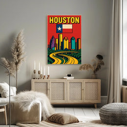 Houston Skyline Pop Art Poster