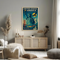 Patriotic American Freedom Vintage Artistic Poster