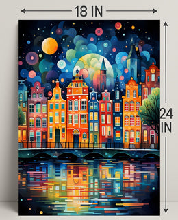 Vibrant Cityscape Reflections Poster
