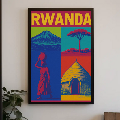 Rwanda Pop Art Iconic Scenes Poster Travel