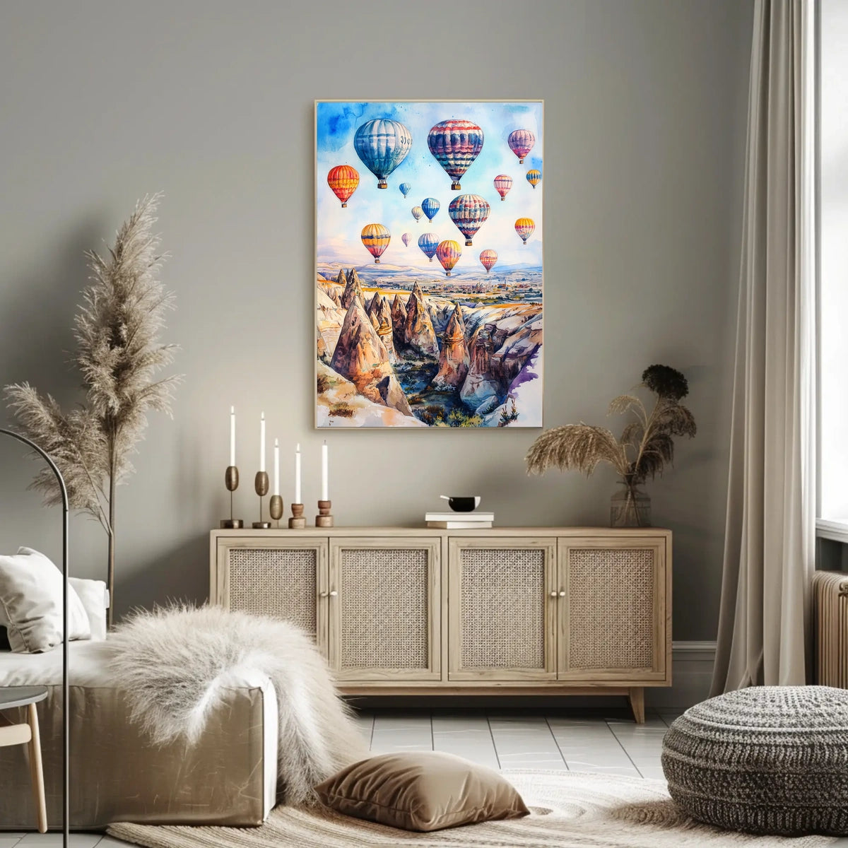 Turkey Cappadocia Hot Air Balloons Scenic Landscape Poster