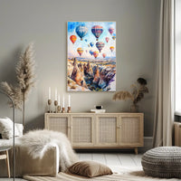 Turkey Cappadocia Hot Air Balloons Scenic Landscape Poster