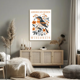 American Robin Wisconsin State Bird Poster Art