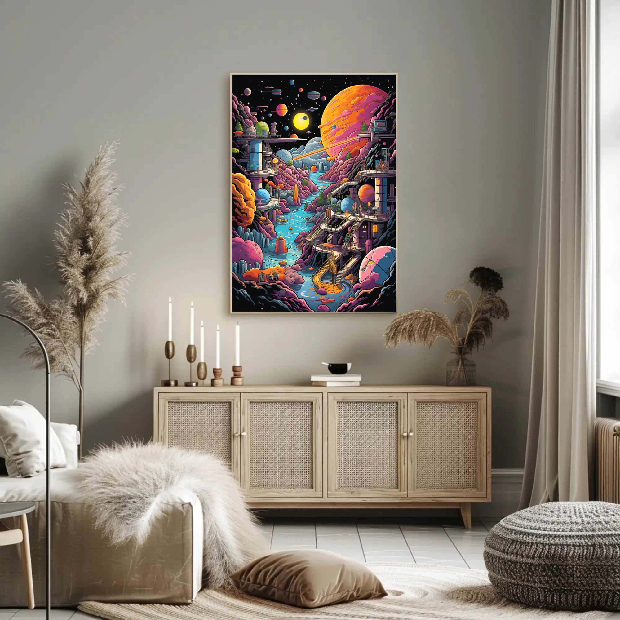 Futuristic Space Exploration with Retro Sci-Fi Poster