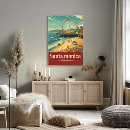 Santa Monica Pier Retro Travel Poster