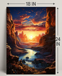 Sunset Over Canyon Poster