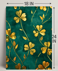 Golden Clovers Luxury Art Print Abstract or Artistic Poster