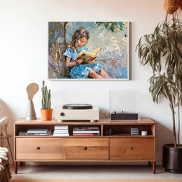 Serene Girl Reading Impressionist Art Poster