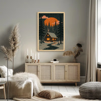 Cozy Cabin in Winter Wonderland Poster