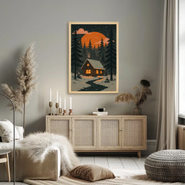 Cozy Cabin in Winter Wonderland Poster